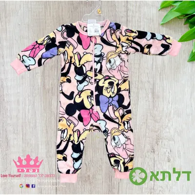 אוברול פליז לבנות דלתא מידות 3M-24M